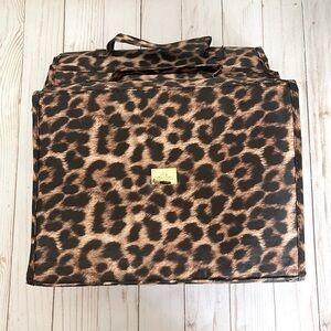 JM Collection Travel Leopard Fold Out Pouch Bag Brown